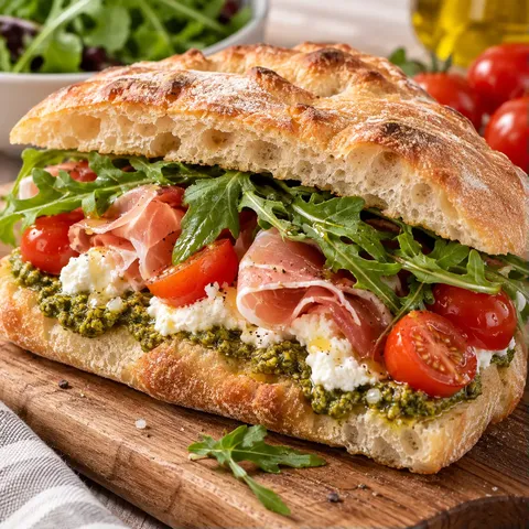 ricotta, pesto et noix