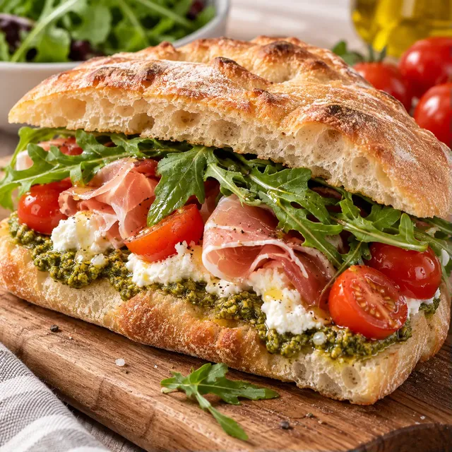 ricotta, pesto et noix
