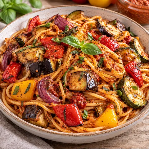 Légumes pesto spaghetti