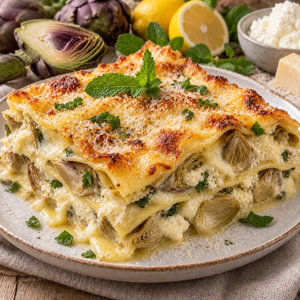 Lasagnes blanches artichauts