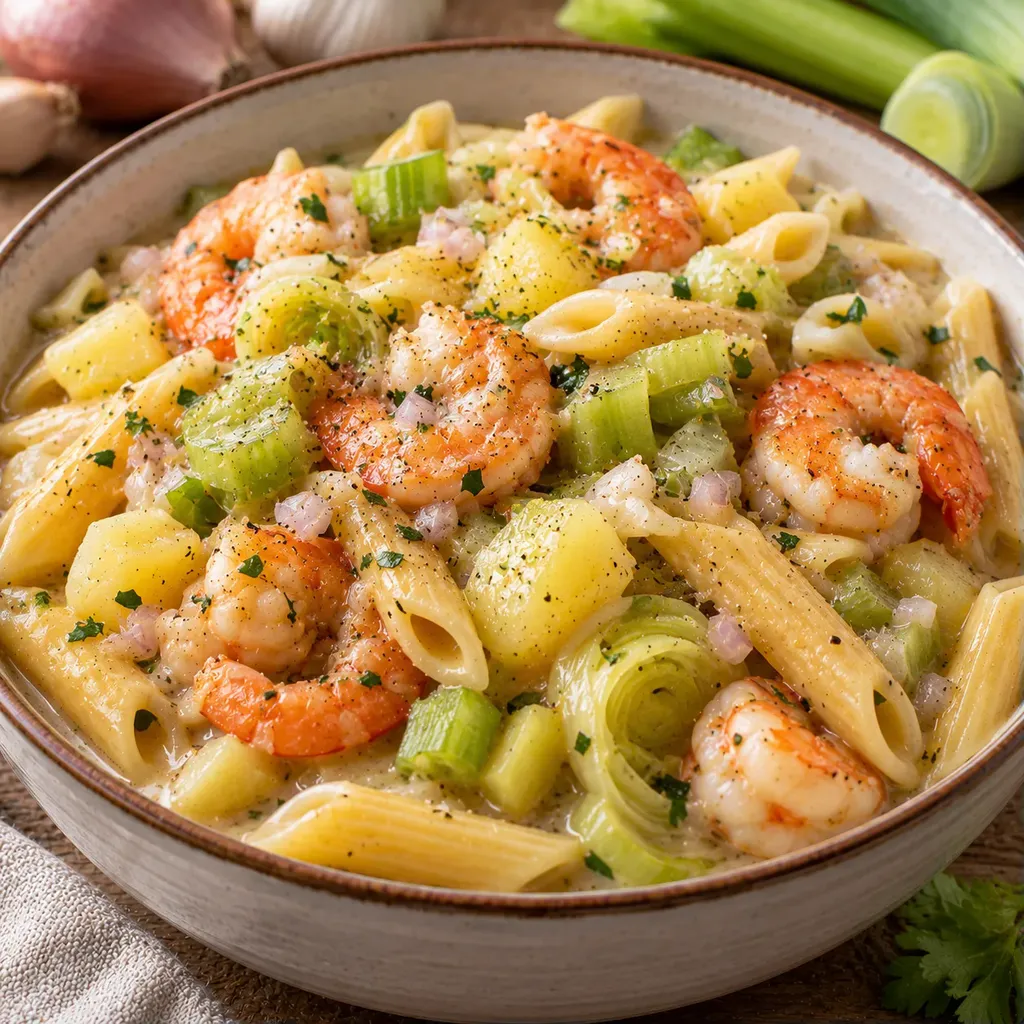 Crevettes maïs pâtes