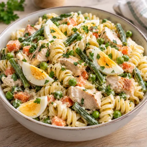 Poulet pâtes légumes