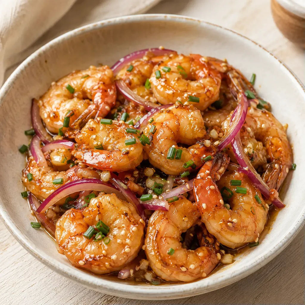 Crevettes miel sesame