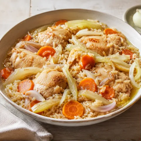 Poulet fondant fenouil riz