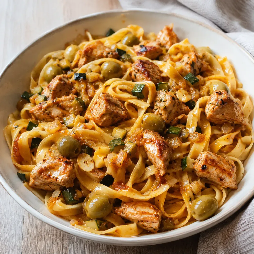 Poulet olives et tagliatelles