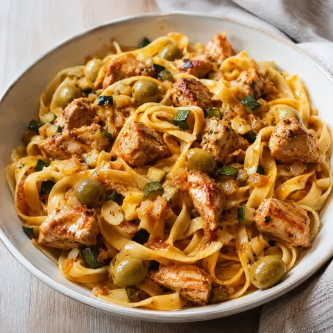 Poulet olives et tagliatelles