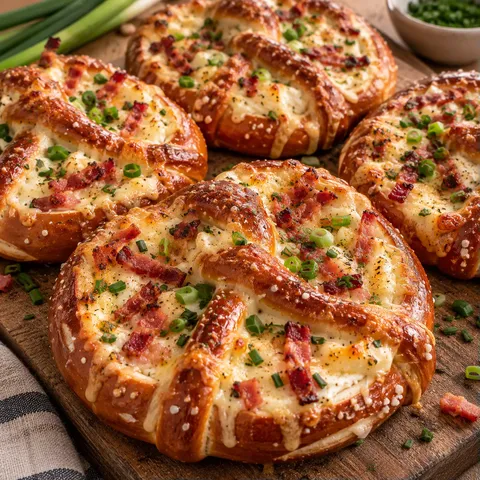 Bretzels lardons fromage doré