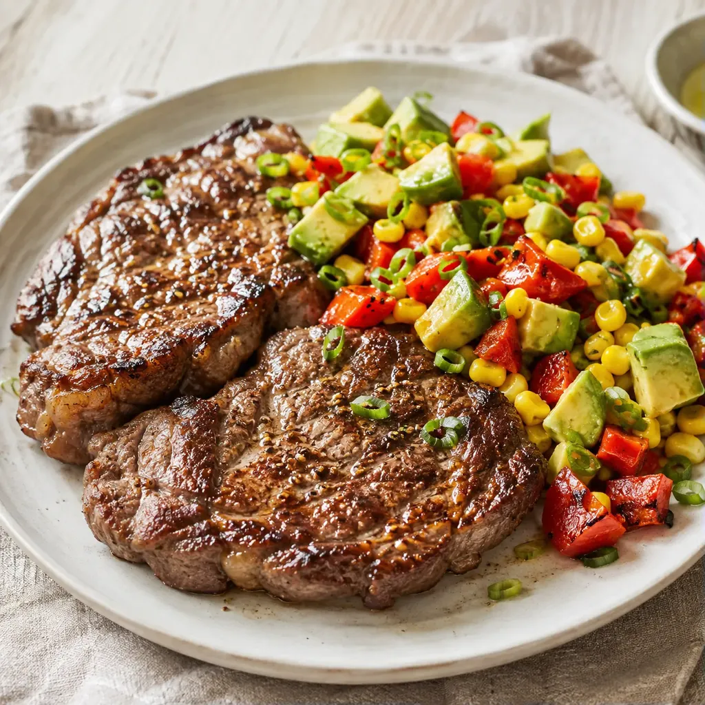 Minute steak avocat salade