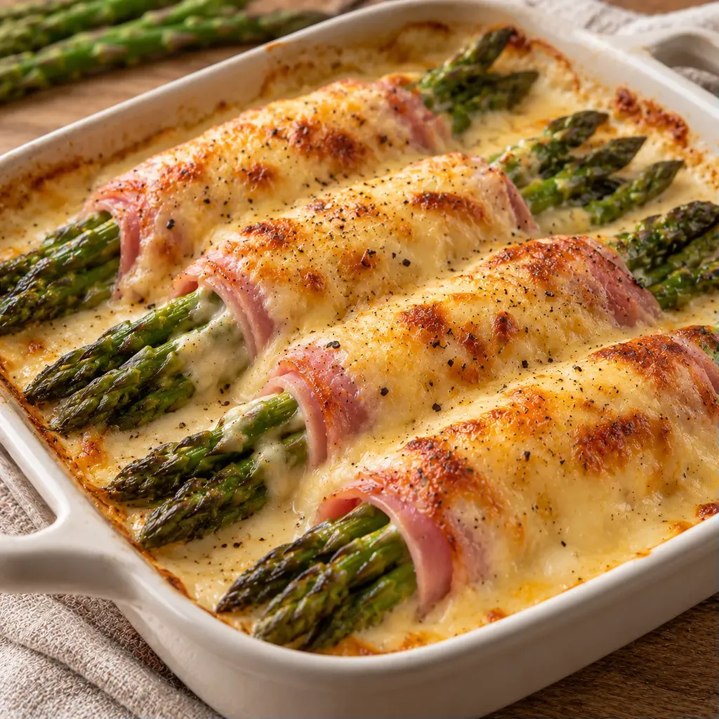 Asperges jambon gratin
