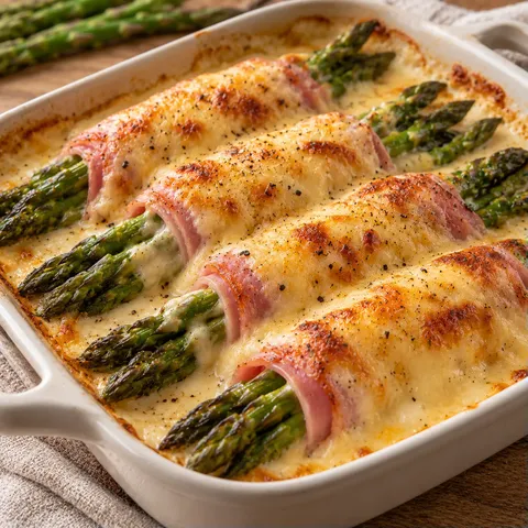 Asperges jambon gratin