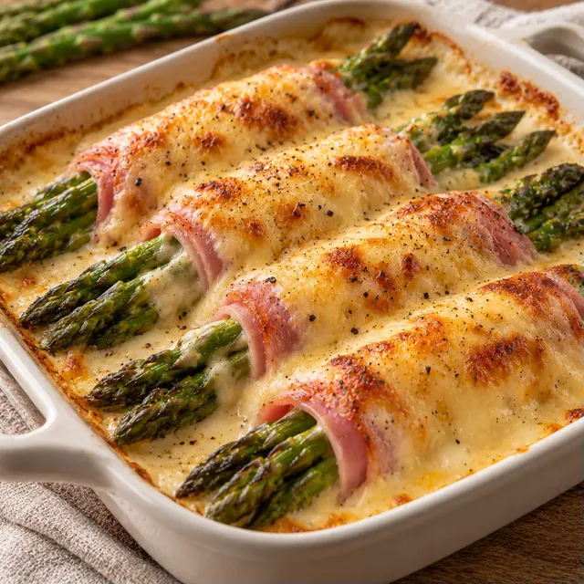 Asperges jambon gratin