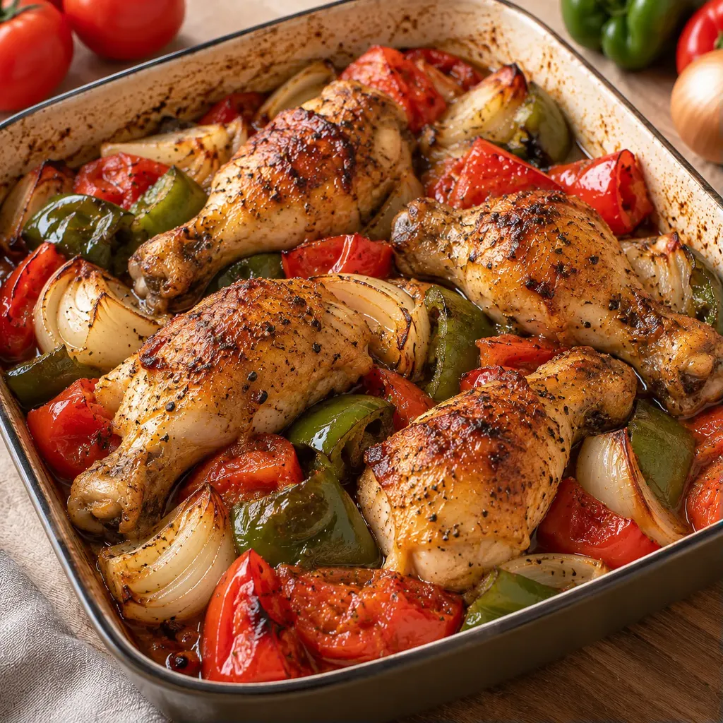 Poulet légumes au four
