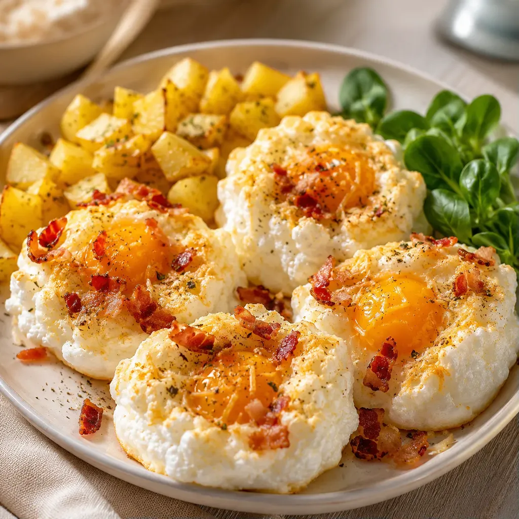 Nuage d'œuf fromage bacon