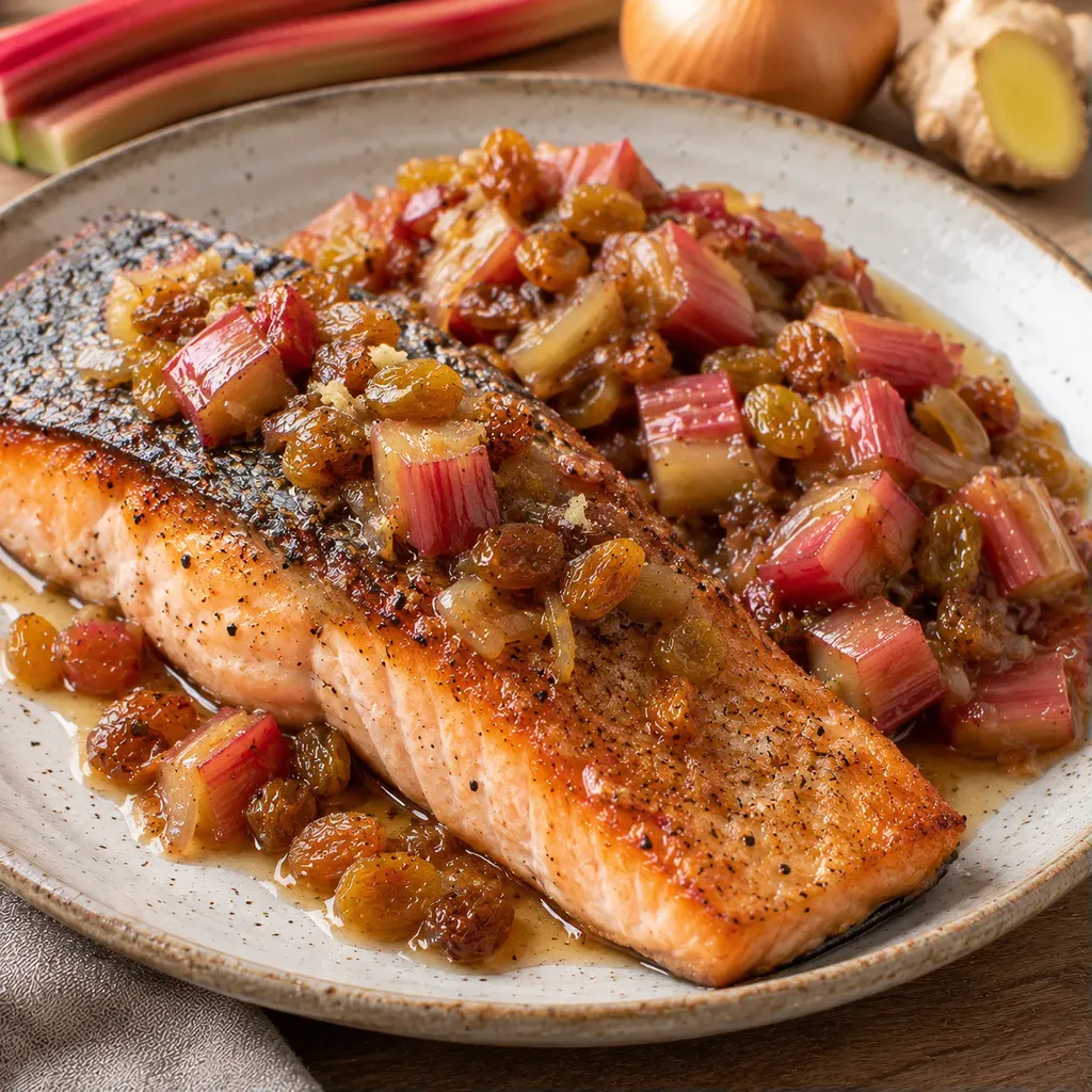 Grillé saumon rhubarbe