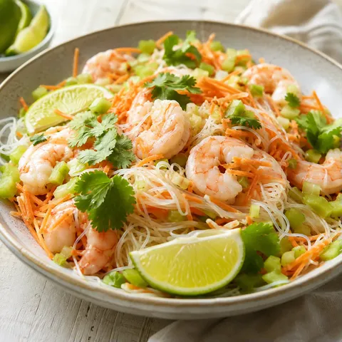 Crevettes et vermicelles