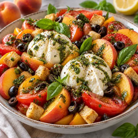 Tomates pêches burrata