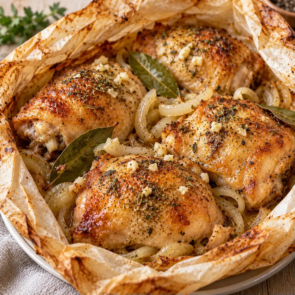 Poulet juteux en papillote
