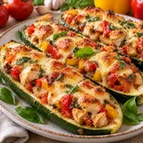 Courgettes poulet fromage gratinées