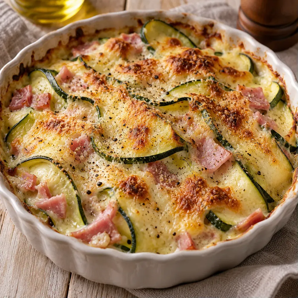 Courgettes gratin jambon