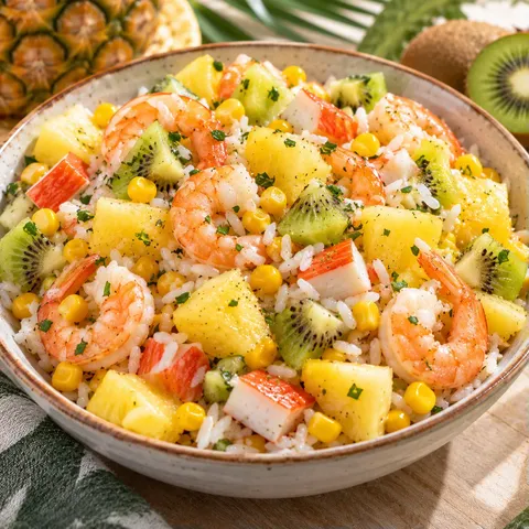 Crevettes kiwi ananas frais