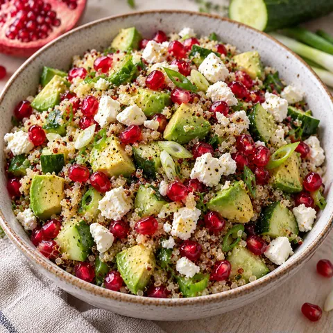 Avocat concombre quinoa feta