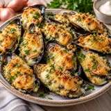 Moules et fromage fondant