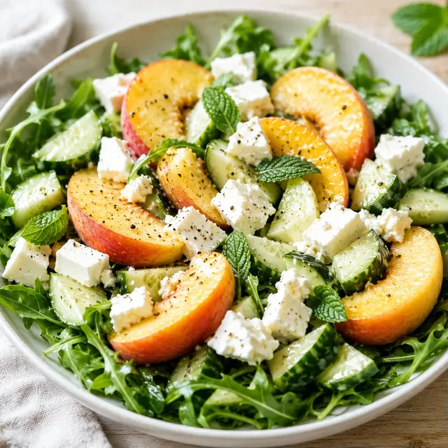 Feta pêches concombre frais