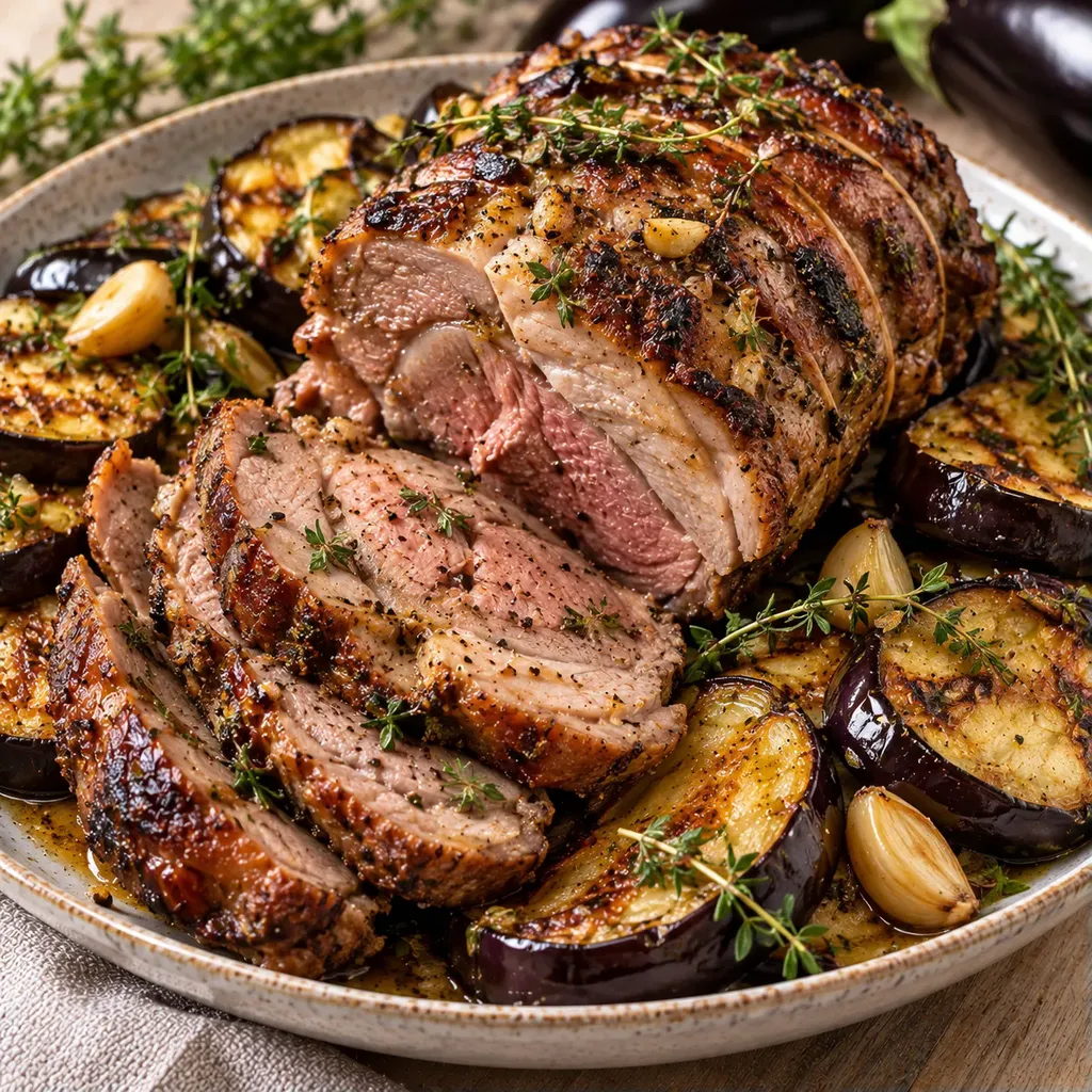 Agneau barbecue aubergine