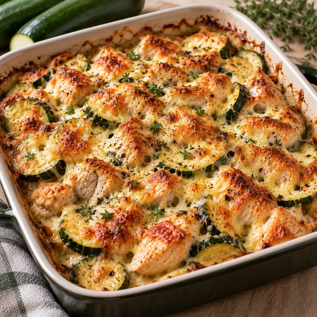 Courgette poulet gratin