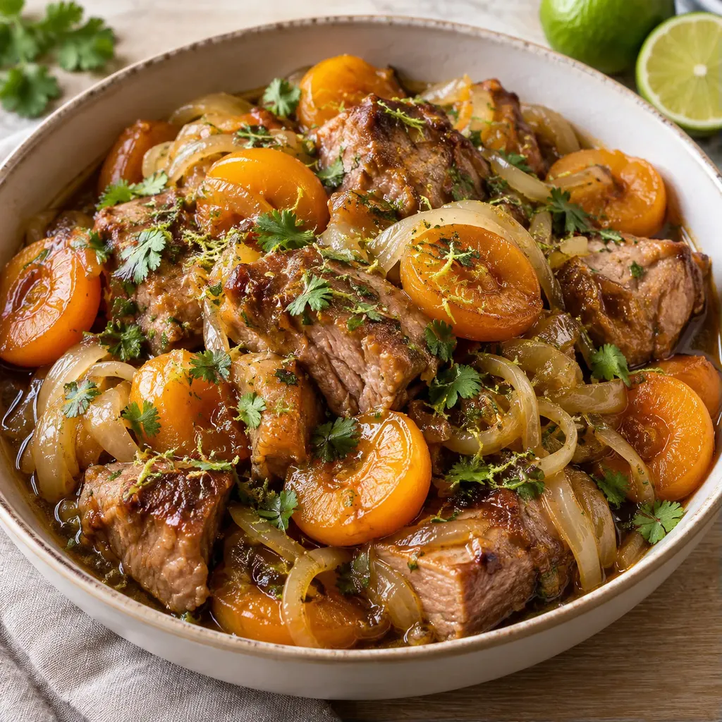Porc soja citron abricots