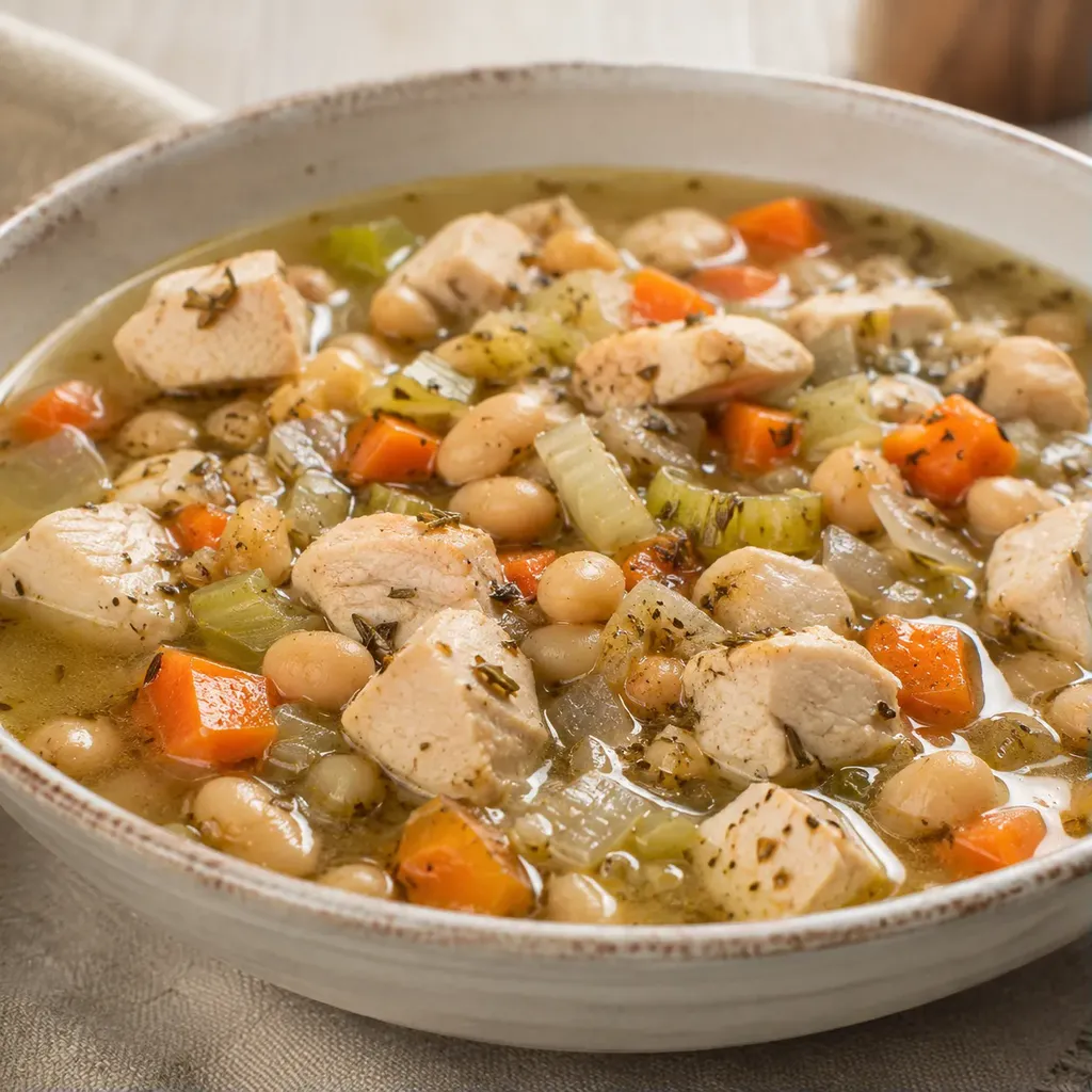 Bouillon volaille légumineuses blanc