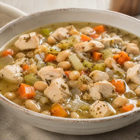 Bouillon volaille légumineuses blanc