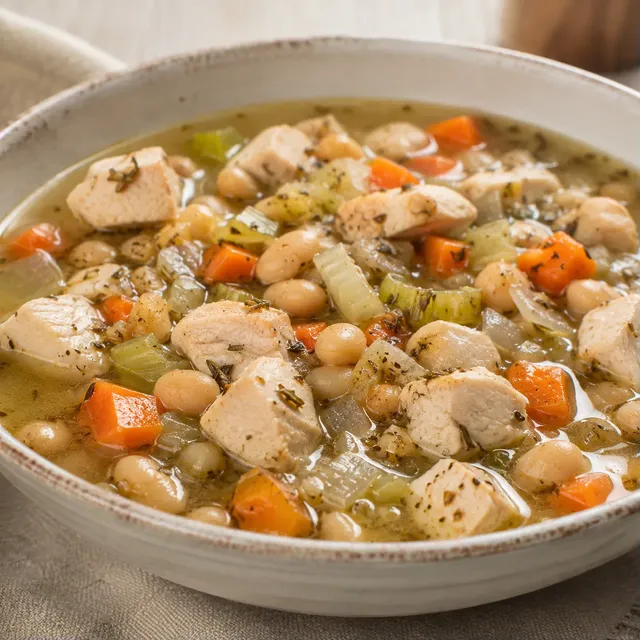 Bouillon volaille légumineuses blanc
