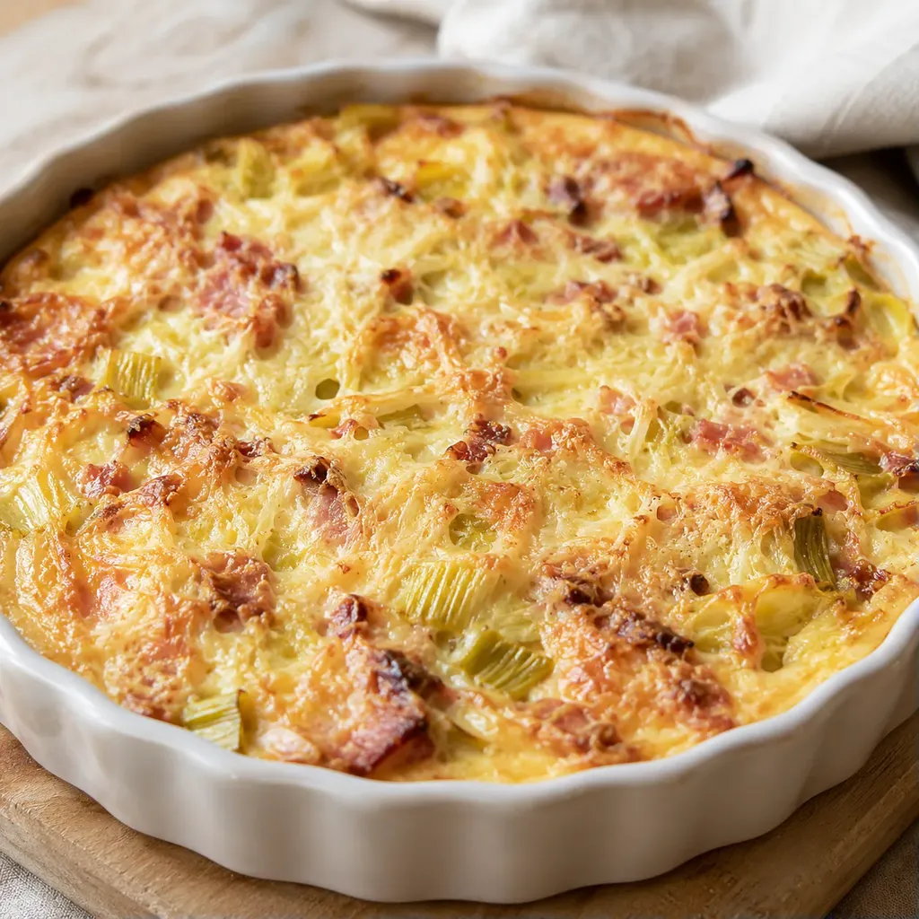 Poireaux lardons clafoutis