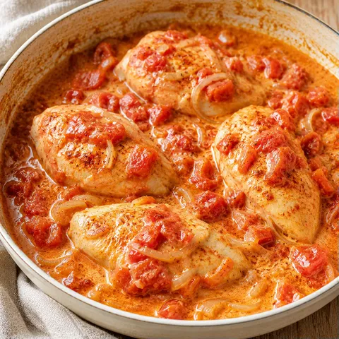 Poulet tomate crème