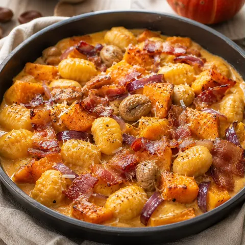 Potimarron bacon gnocchis