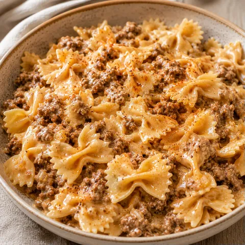Farfalle et viande crémeuse