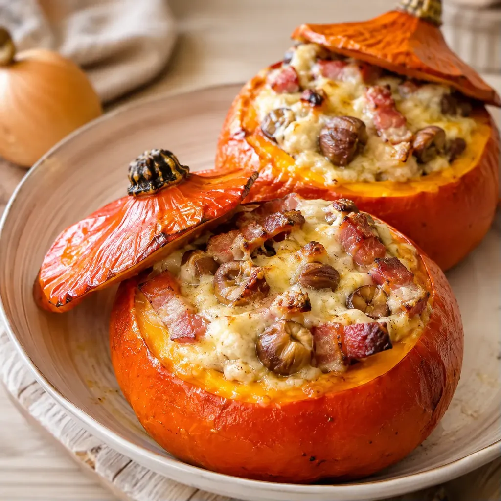 Courges farcies fromage fondu