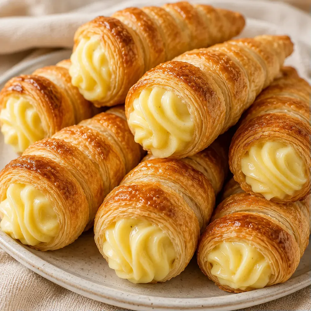Cornets crème croustillants