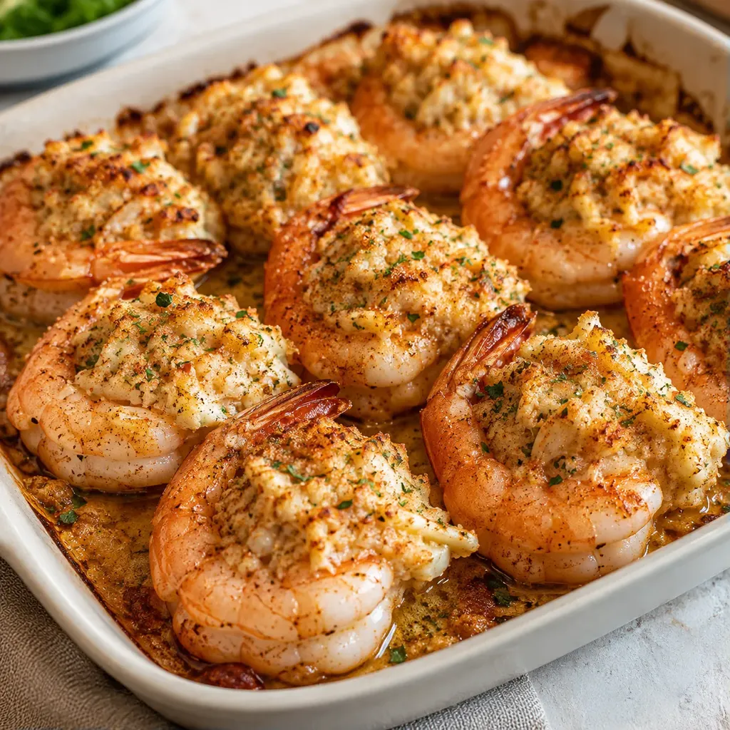 Gambas au Crabe Gratinées