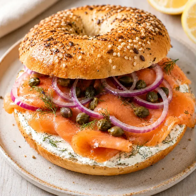 Saumon et bagel