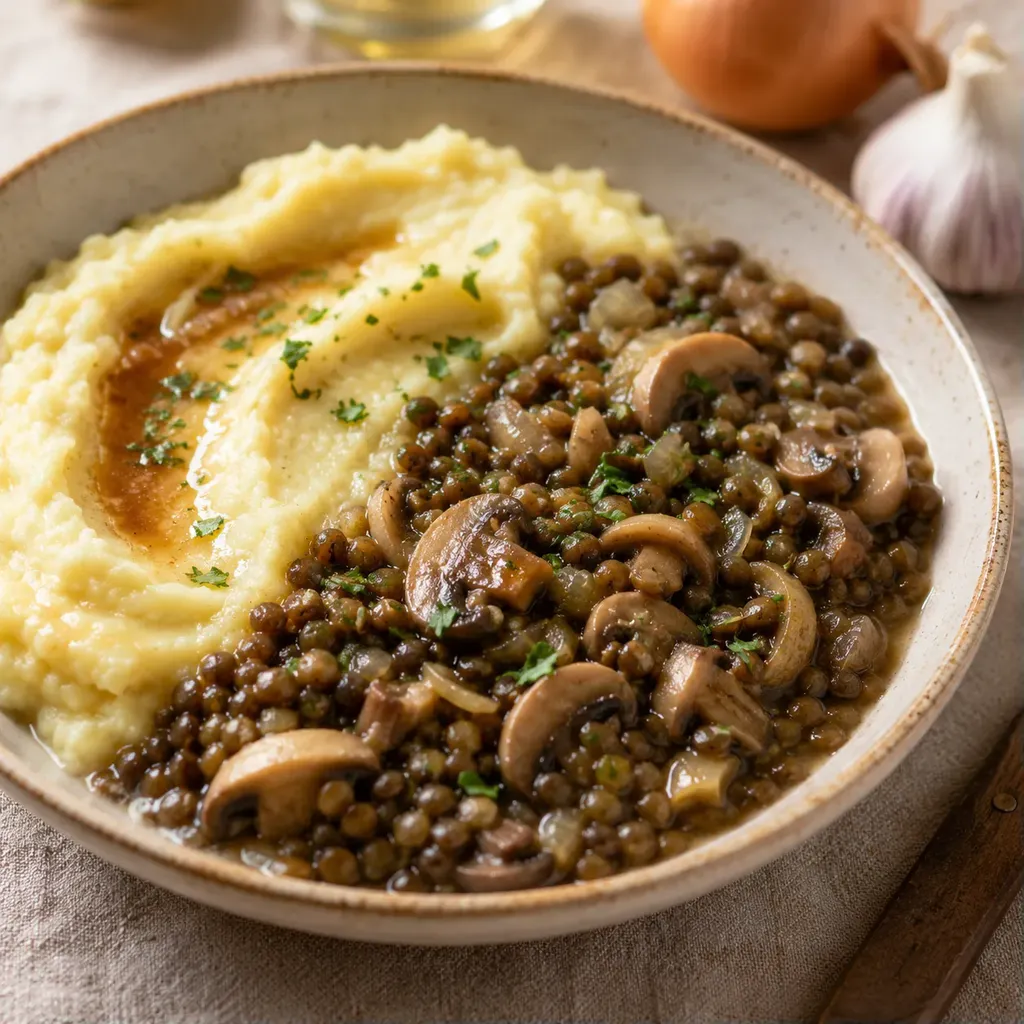 Lentilles et champignons