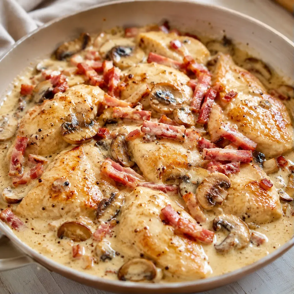 Poulet Crémeux Lardons