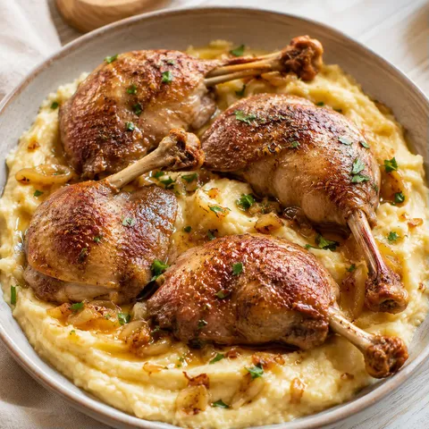 Canard et Purée Crémeuse