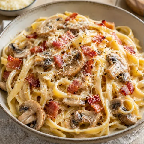 Tagliatelles crémeuses champignons
