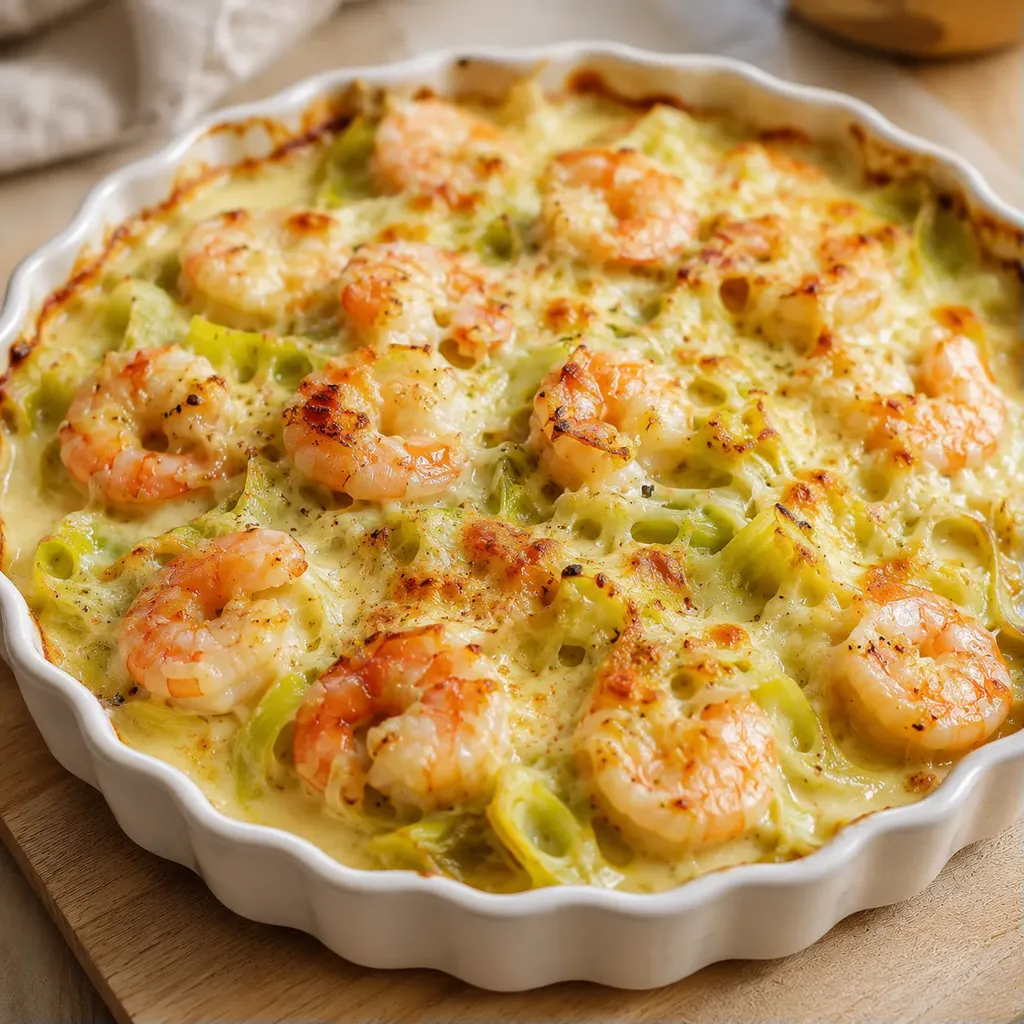 Crevettes et Poireaux