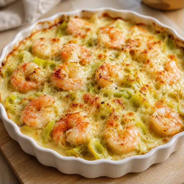 Crevettes et Poireaux