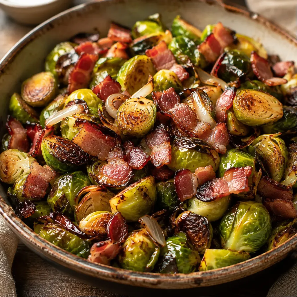 Choux de Bruxelles dorés au four avec du bacon