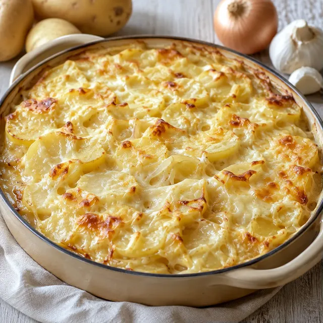 Gratin Pommes, Crème et Camembert