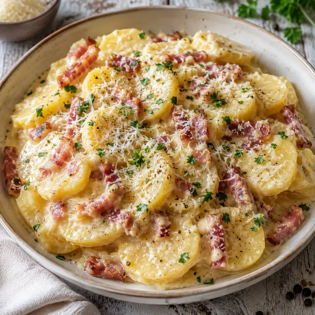 Pommes Crèmeuses Carbonara